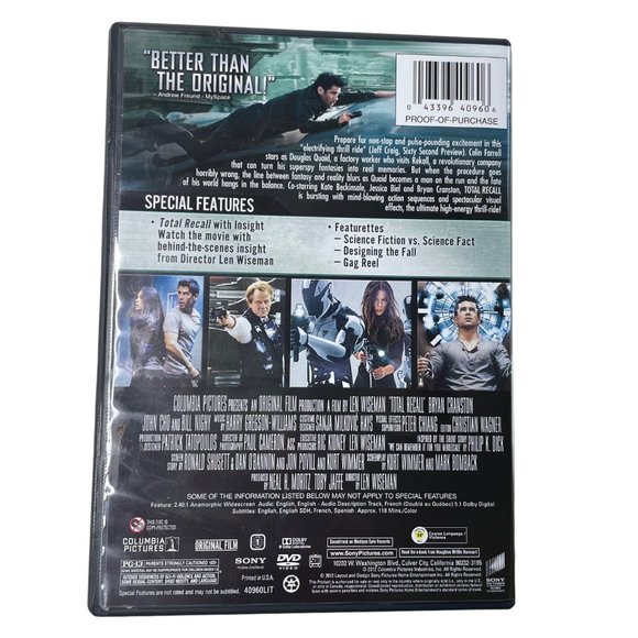 Total Recall Action Sci Fi DVD 2012 PG 13 u Colin Farrell Bokeem Woodbine Bryan - Picture 2 of 2